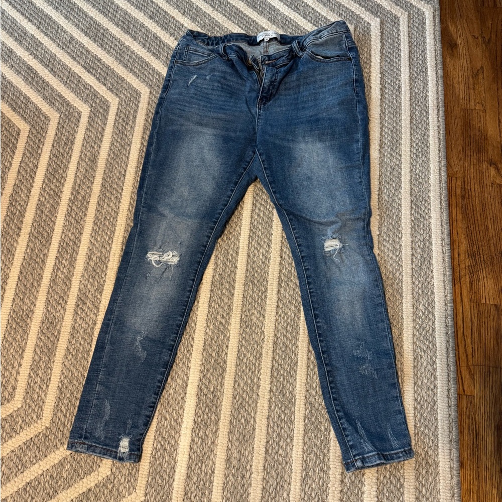 Chic Soul Distressed Blue Skinny Jeans